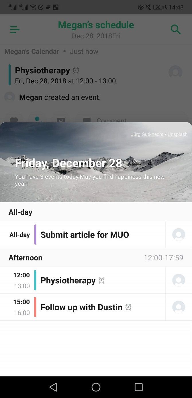 timetree calendar app daily schedule