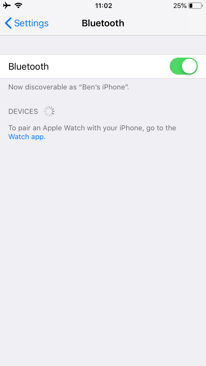 iOS Bluetooth Options