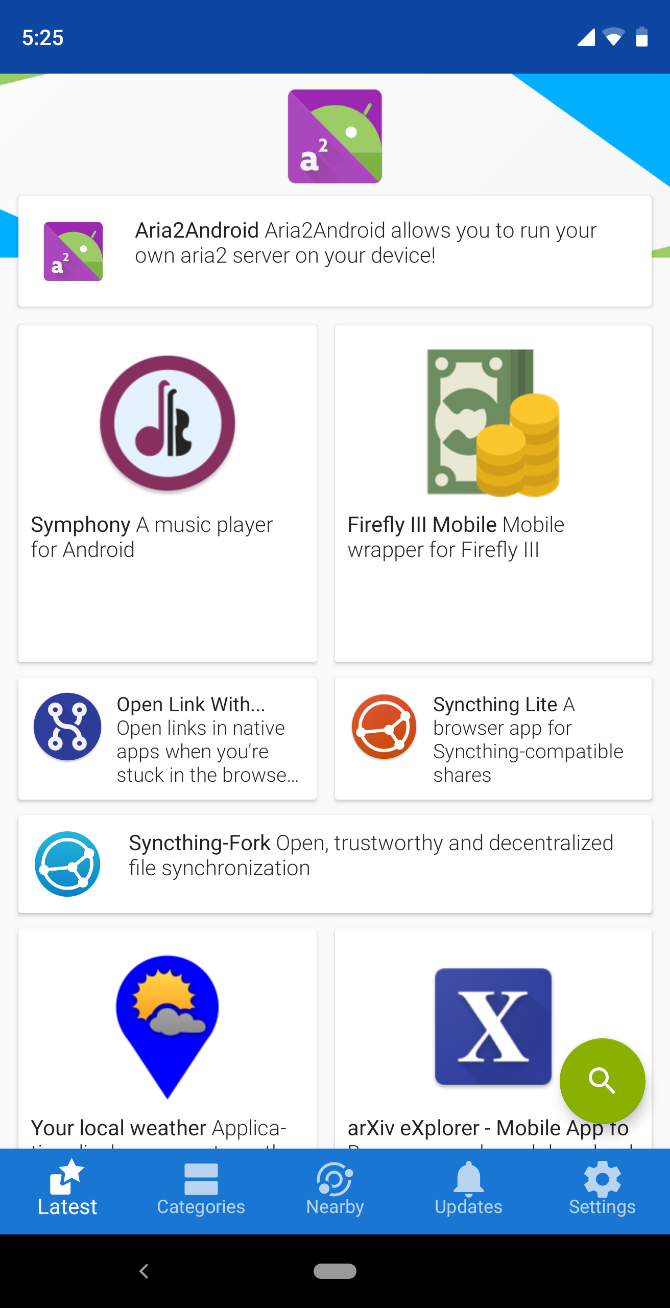 F-Droid Android app store homepage