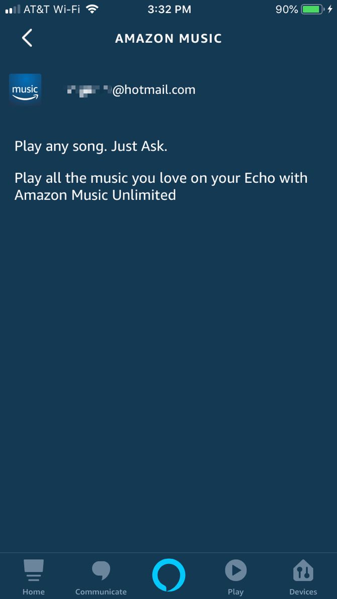 Amazon Alexa Amazon Music Account on iPhone