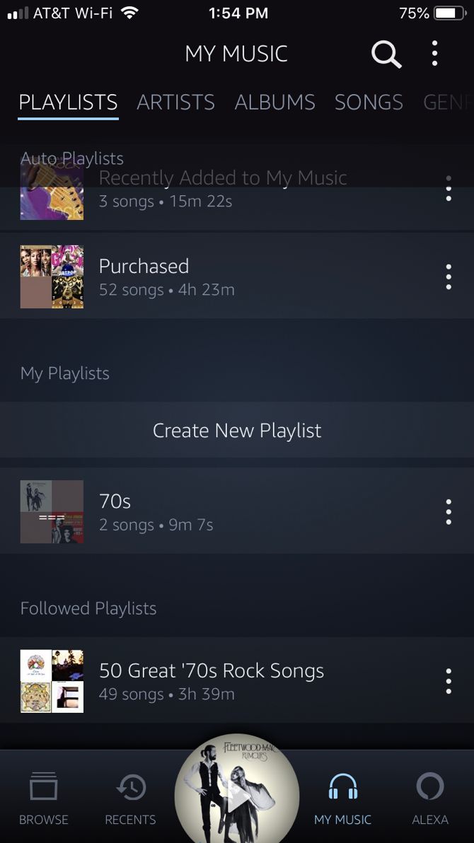 Amazon Music Playlists on iPhone