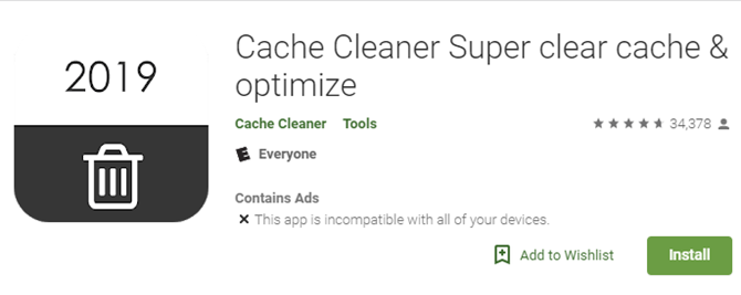 Aplicativo de limpeza de cache do Android