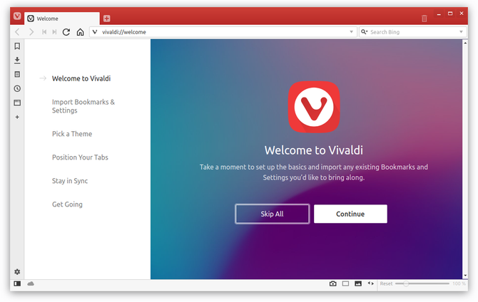 Vivaldi web browser on Linux