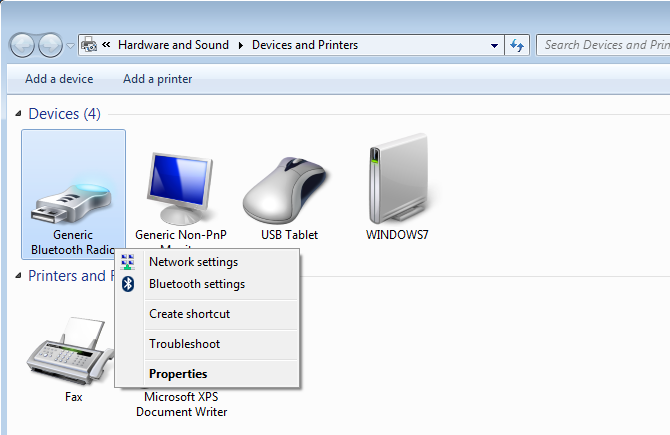 Bluetooth Settings Menu Windows 7