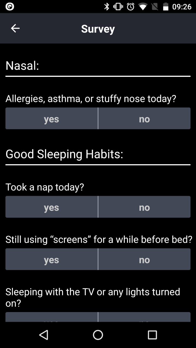 EverSleep Sleep Survey Screenshot
