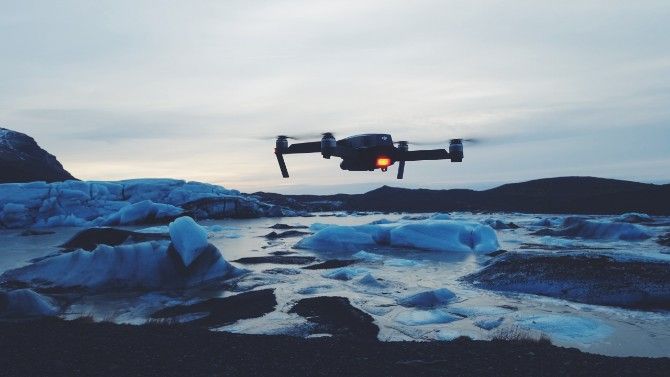 Drone flying in an Arctic environment