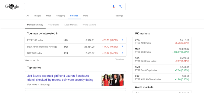 Google Finance Screenshot
