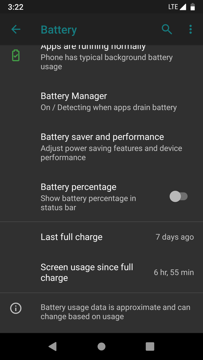 Battery life details on LineageOS