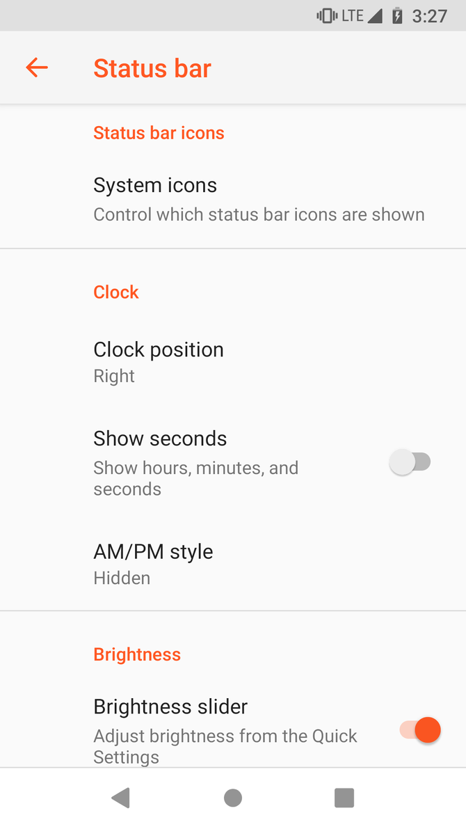 Adjusting clock location and status bar icons in LineageOS