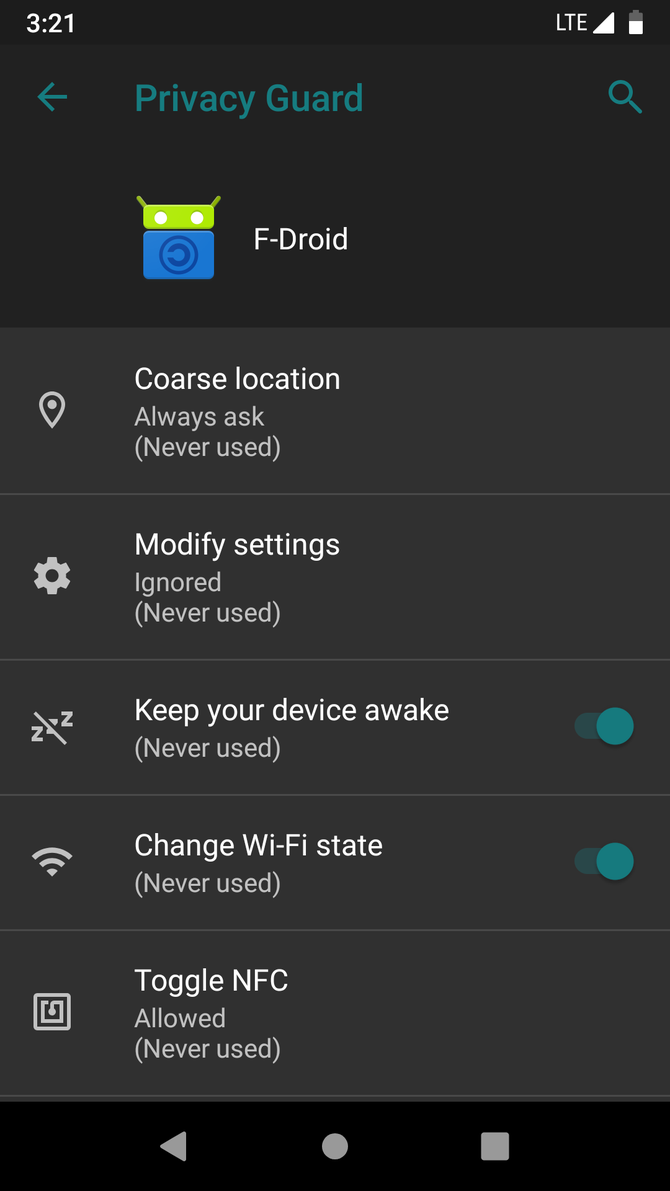Privacy Guard feature in action on LineageOS