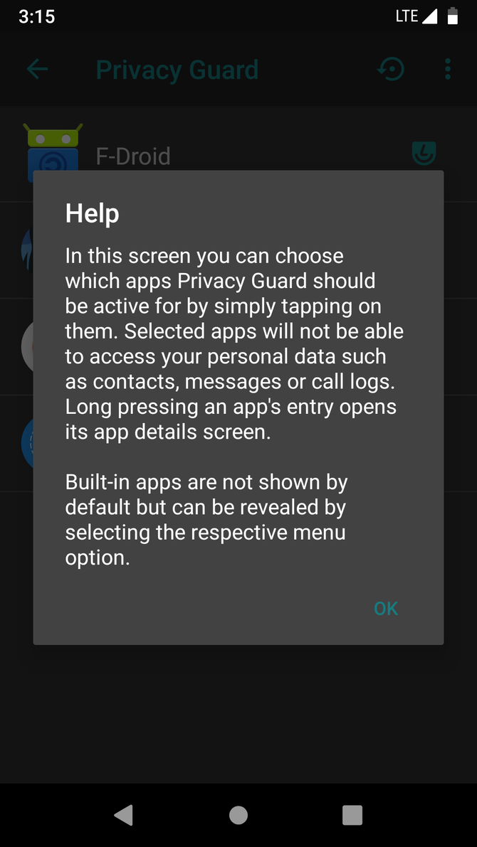 Privacy Guard feature on LineageOS