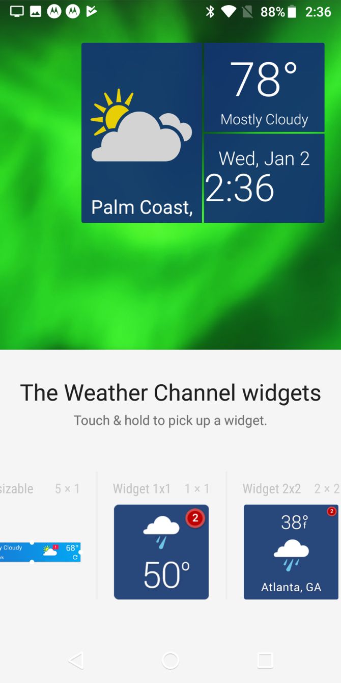 The Weather Channel Widget Options