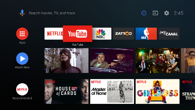 android tv home screen layout