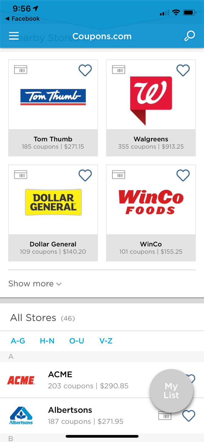 Coupons.com Nearby Stores