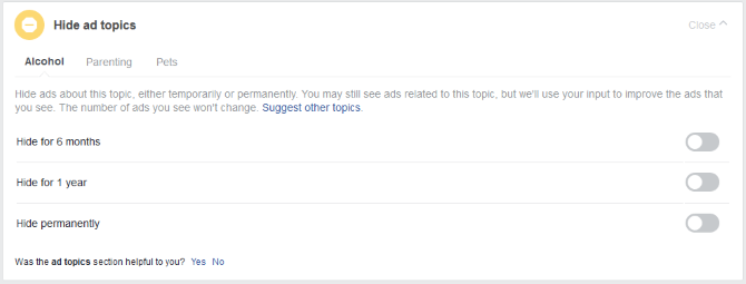 Facebook hide ad topics