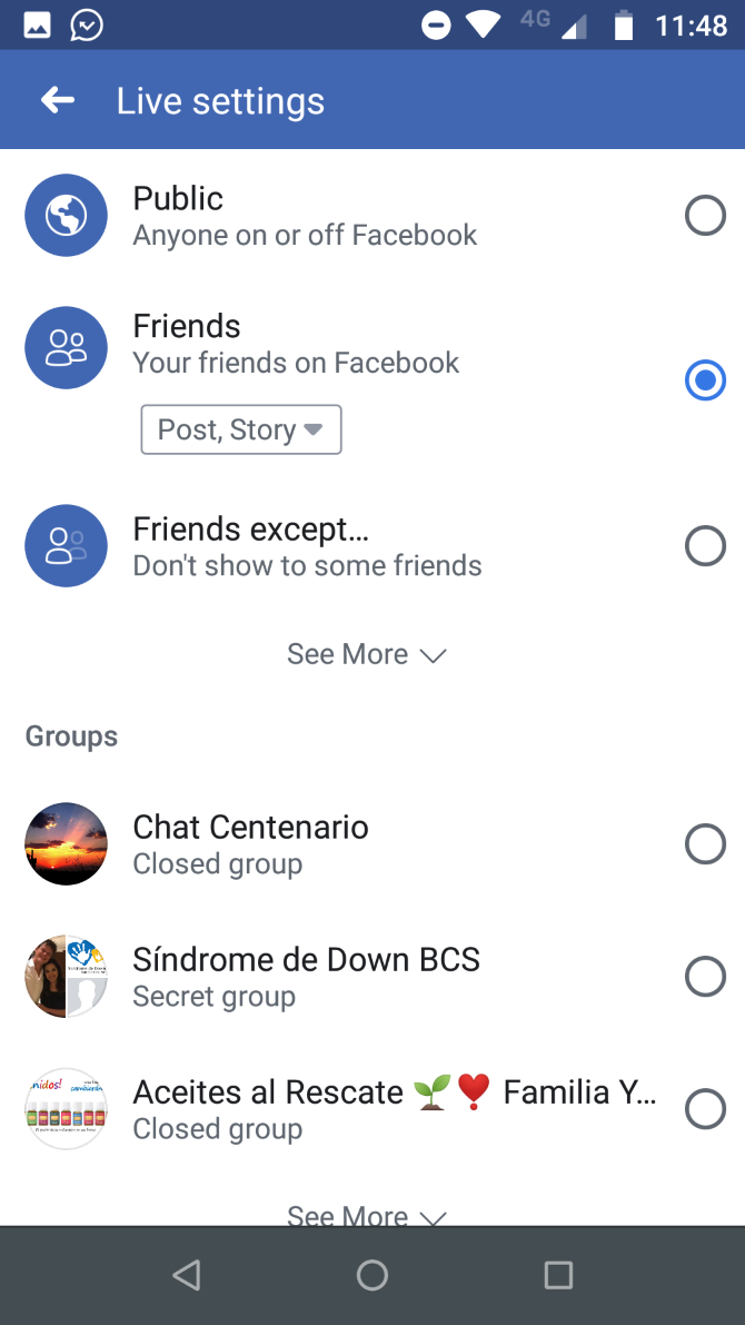 facebook live options for audience