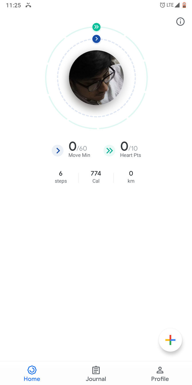 Google Fit Android dashboard
