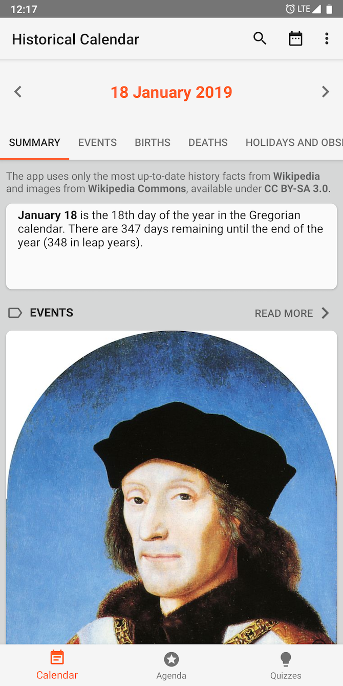 Historical Calendar Android