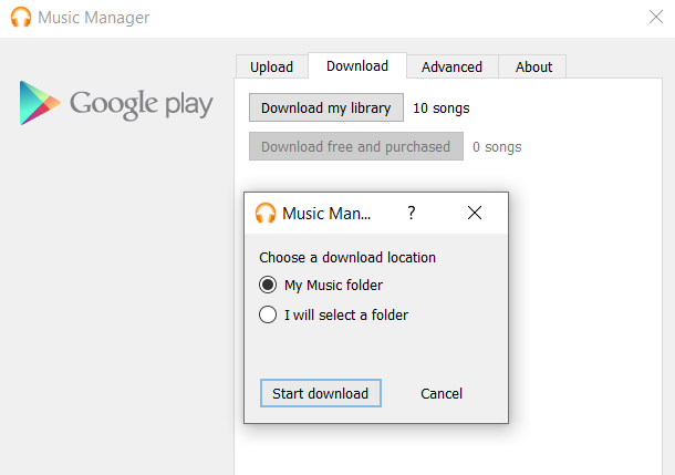 google music manager donwload page