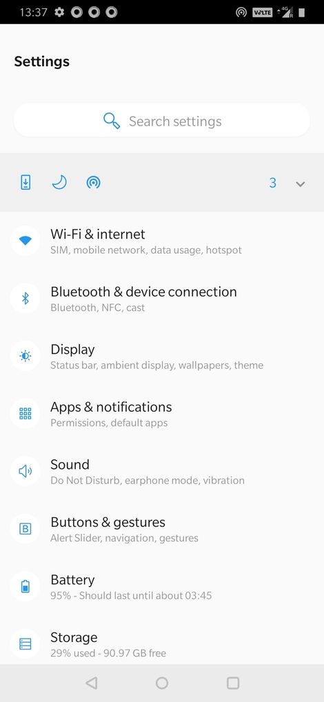 settings menu on android