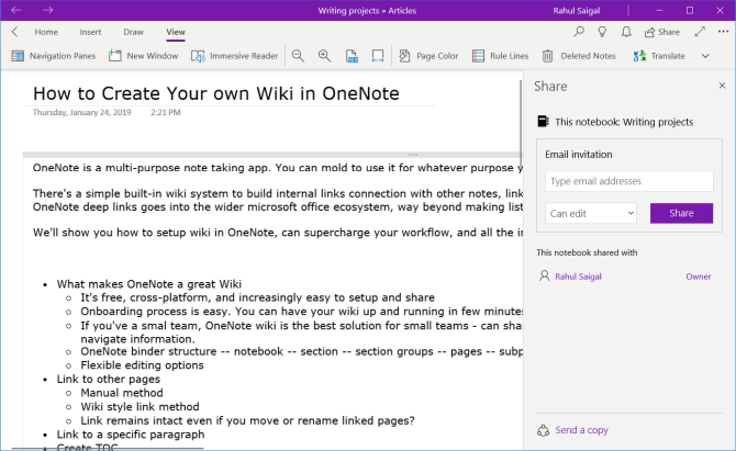 How to Create a Personal Wiki Using Microsoft OneNote