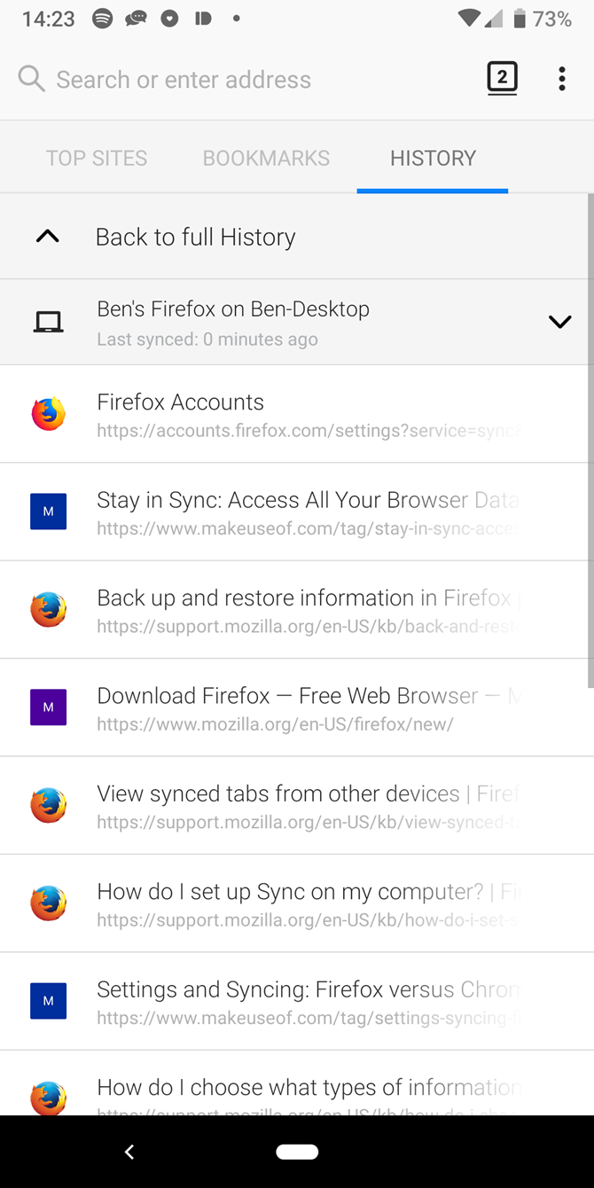 Firefox Synced Tabs Android