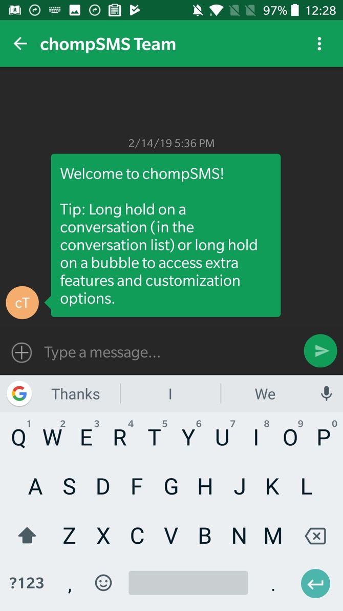 Chomp SMS Customizable SMS App Android 1