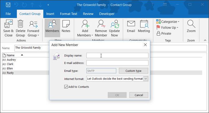 how to create email group in outlook 365