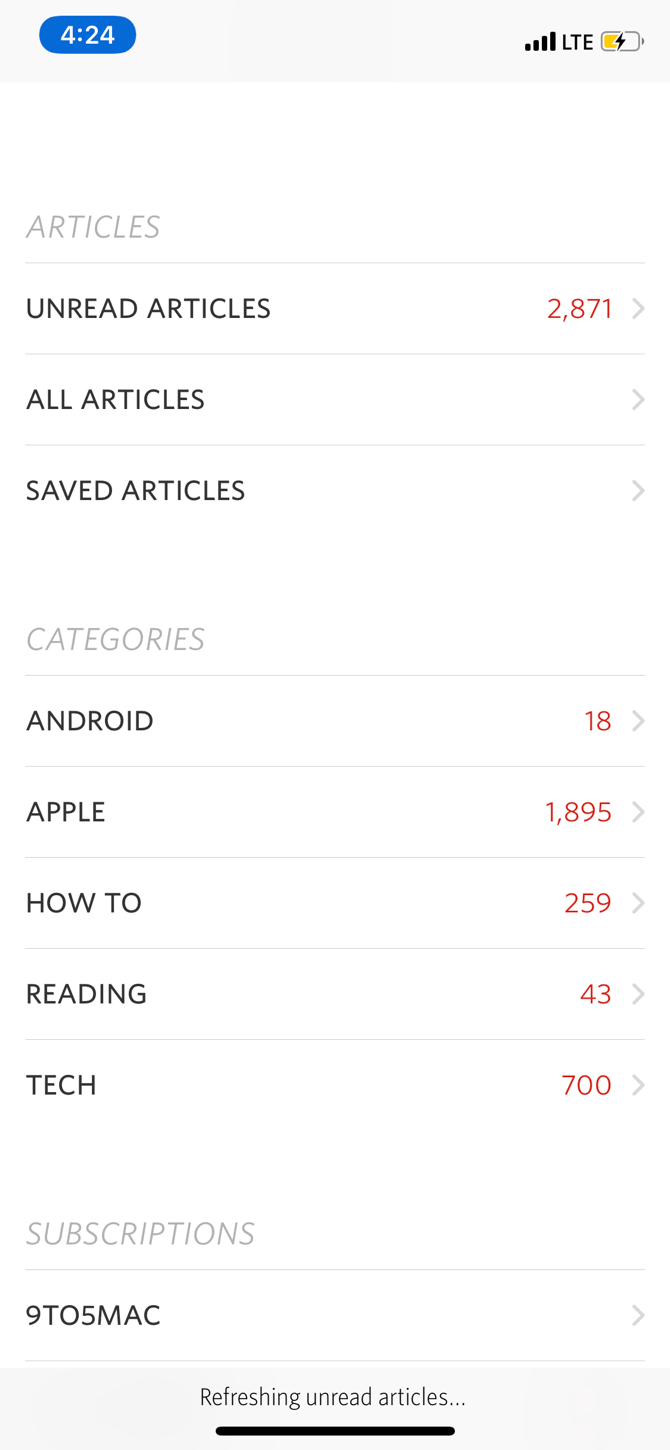 Unread Minimal Beautiful RSS Reader iPhone 1