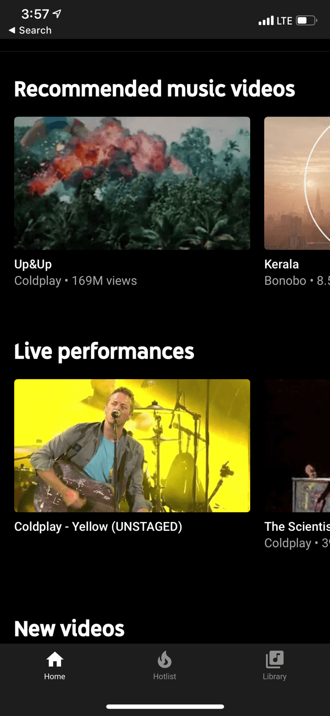 YouTube Music Home Page