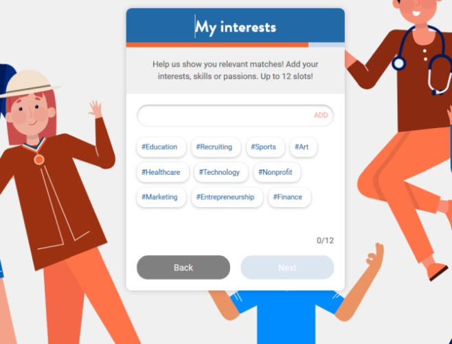 add your interests in Shapr