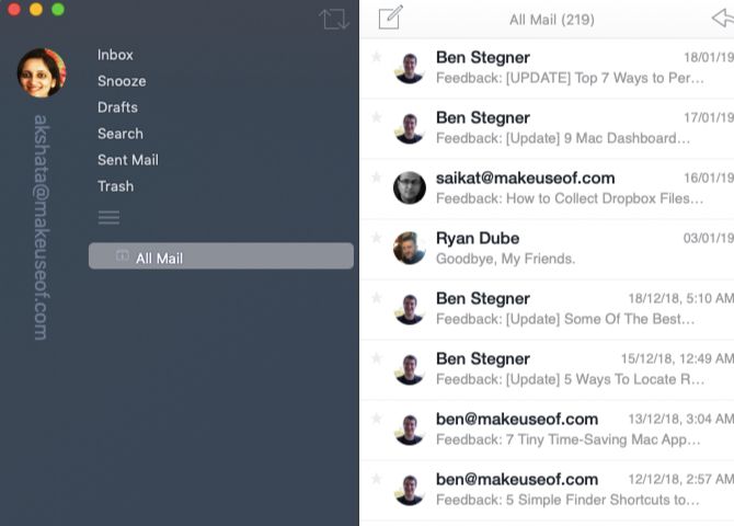Airlmail inbox on macOS