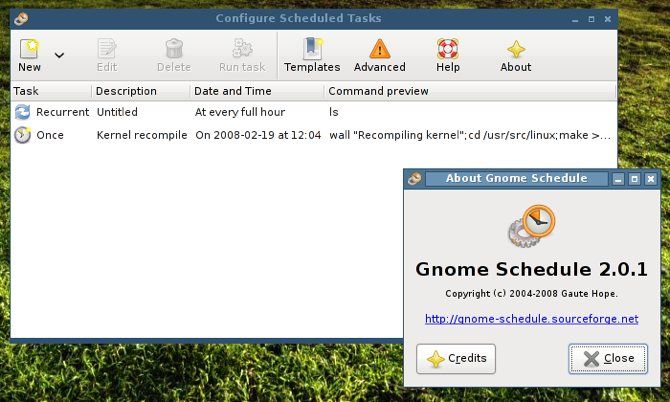 Gnome-Schedule's About screen