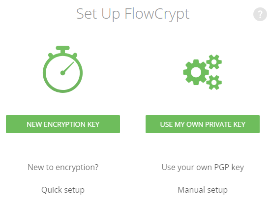 flowcrypt intial setup page