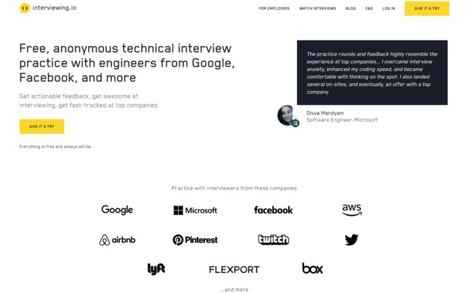 homepage of interviewing