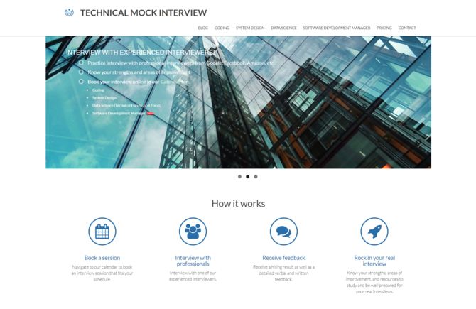homepage of techmockinterview