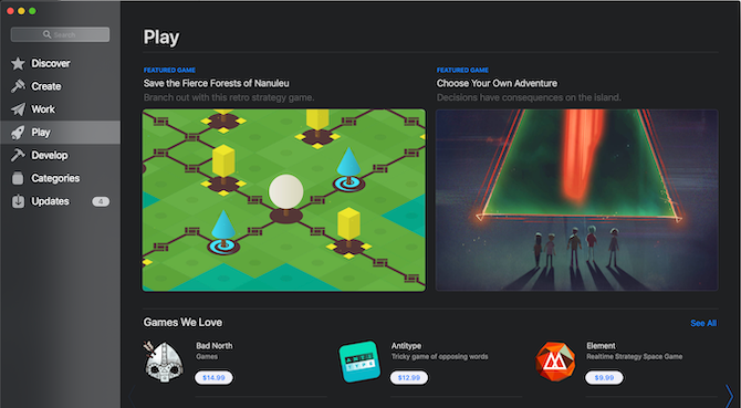 Mac App Store Play Section