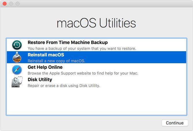 Reinstall macOS from utilities