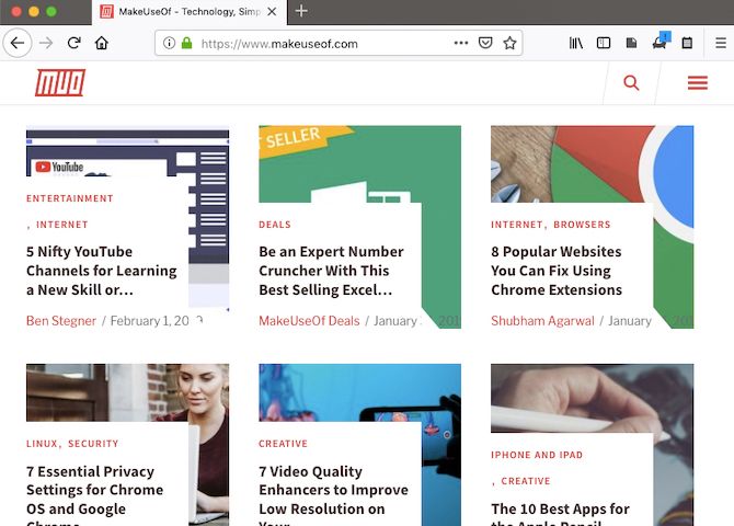 MakeUseOf preview in Firefox