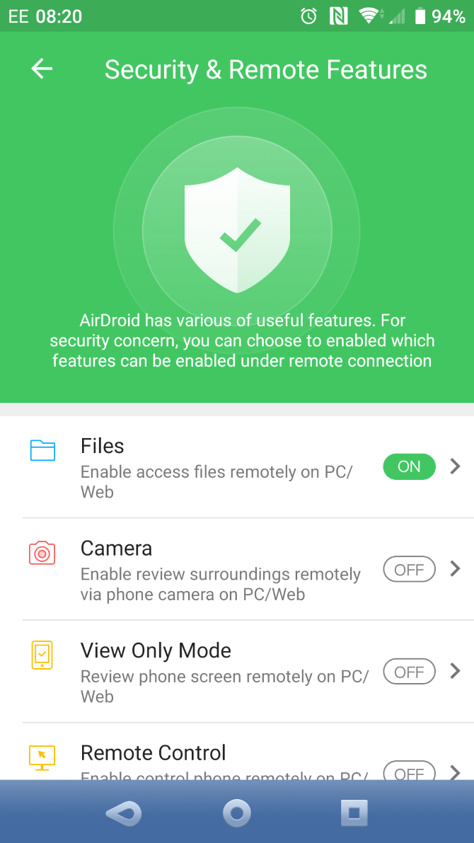 aktivera fjärrfilåtkomst i AirDroid