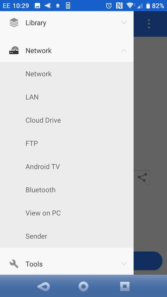 Androidのファイルマネージャを介してネットワークを参照