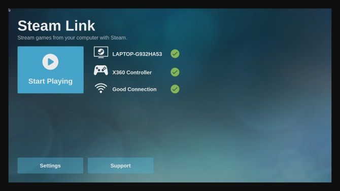 Main Steam Link configuration menu