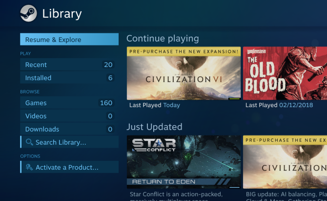 Steam library viewed on Raspberry Pi