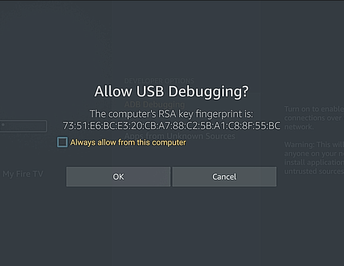 Enable USB debugging on Fire Stick