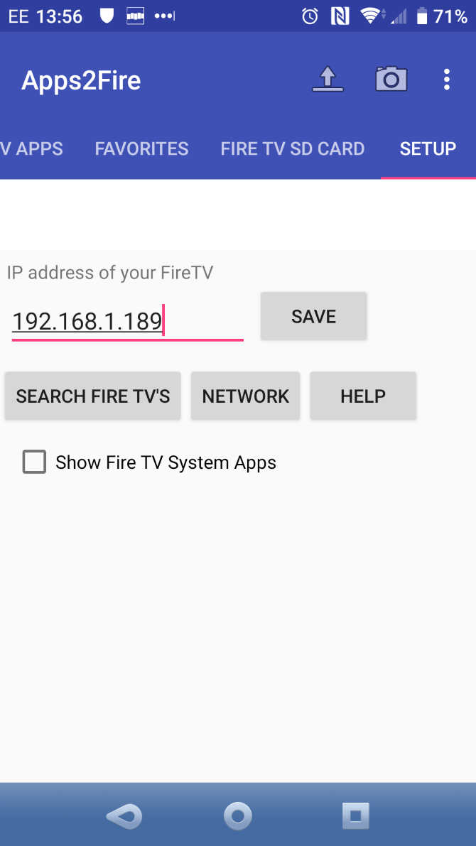 Add the Amazon Fire Stick IP address