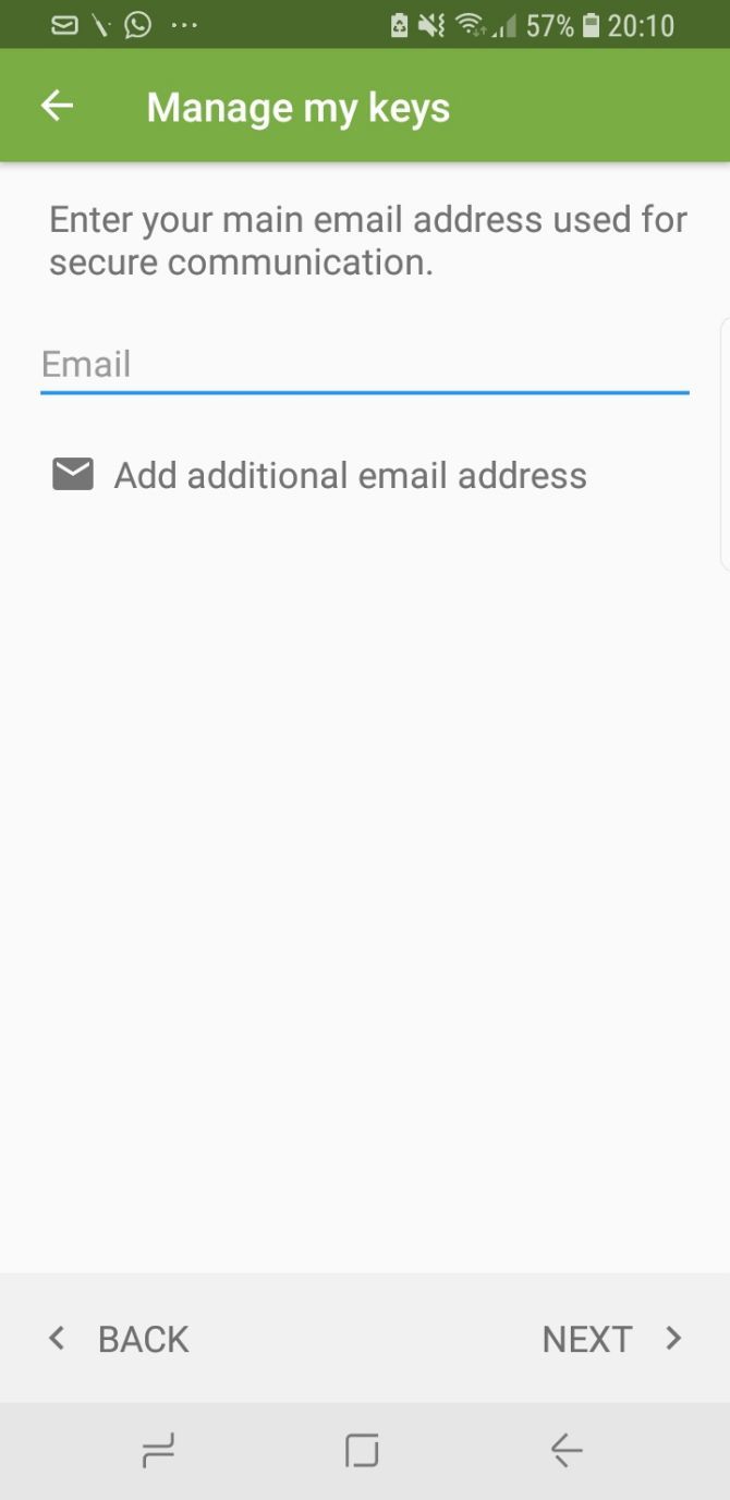 openkeychain add email address