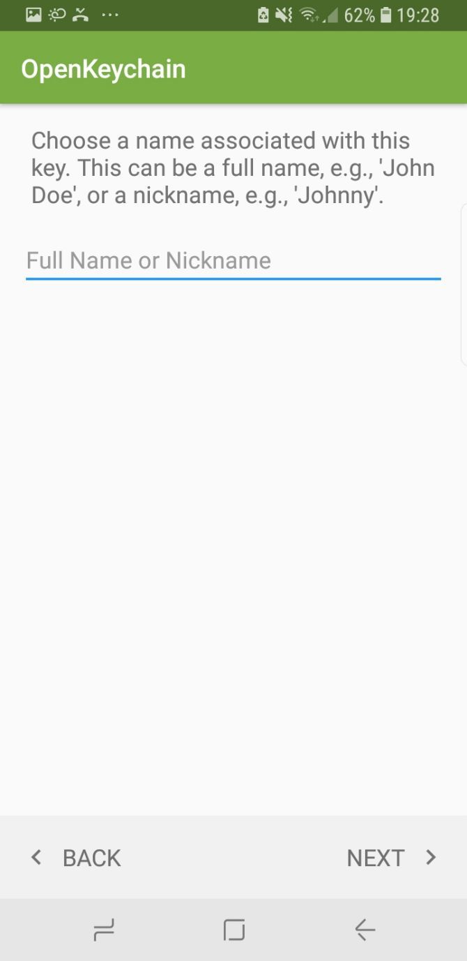 openkeychain add name to key