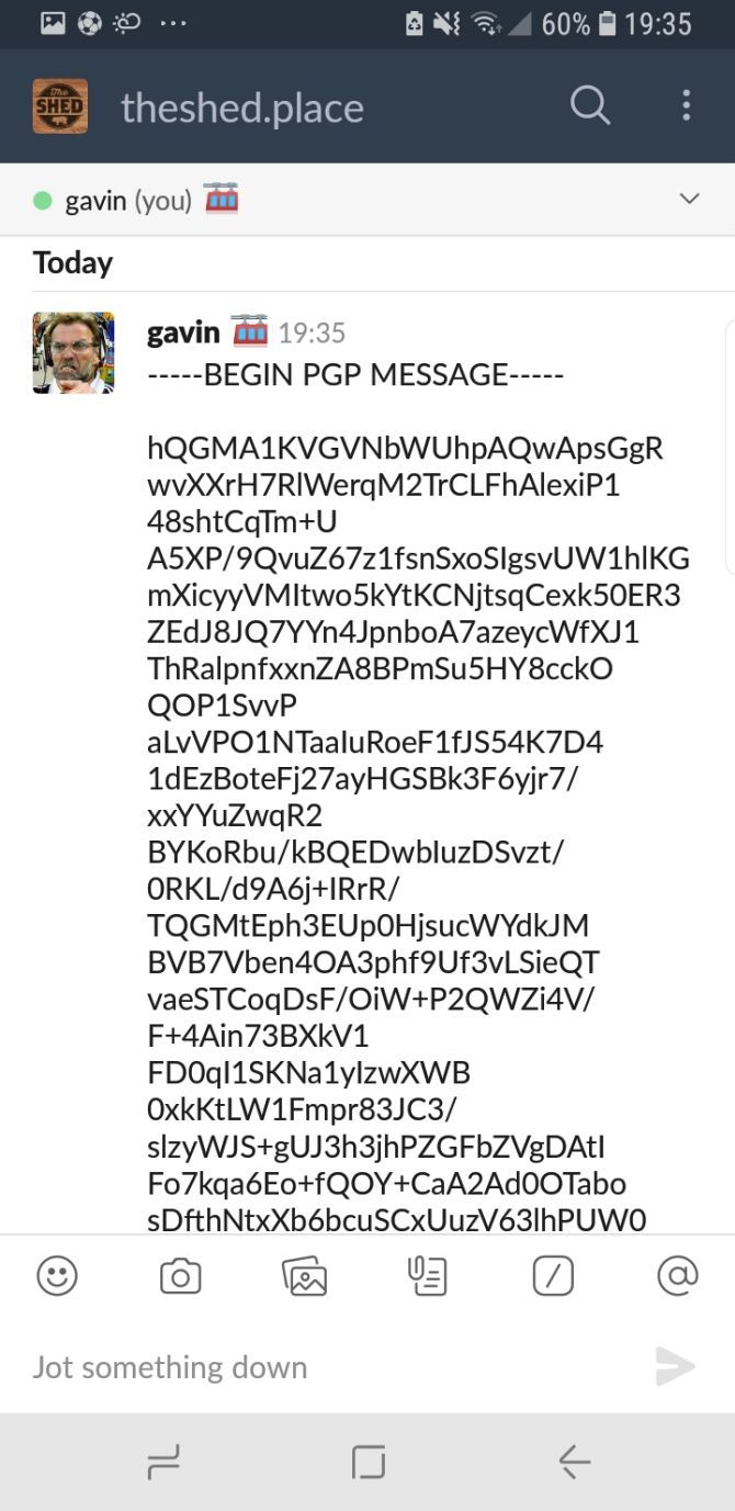 openkeychain encrypted message in slack