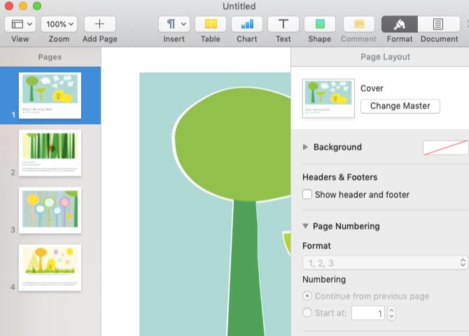 Pages Mac app interface
