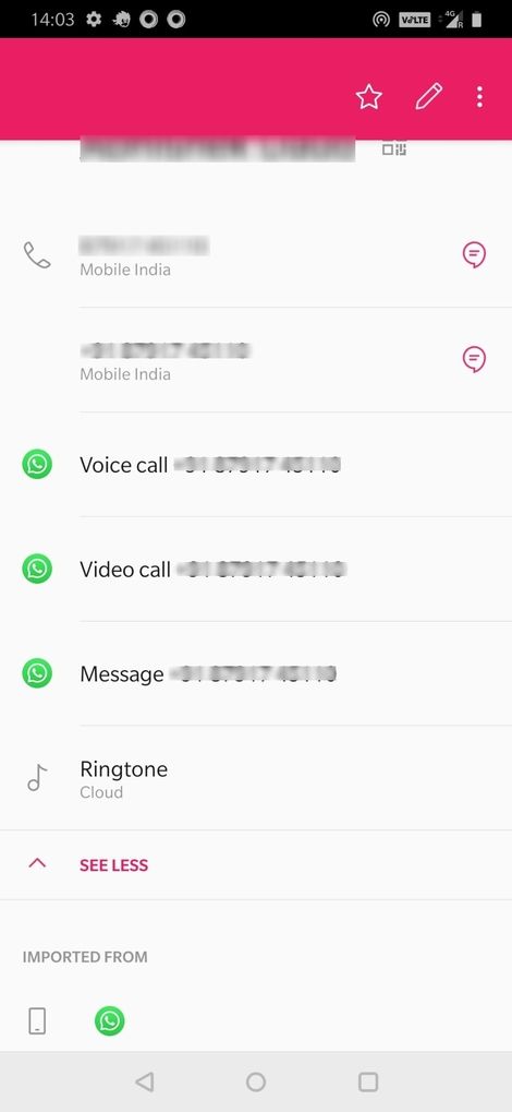 phone contact options list
